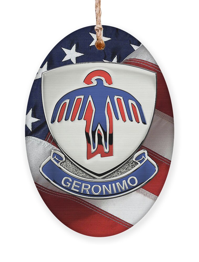 Military Insignia & Heraldry By Serge Averbukh Ornament featuring the digital art 501st Airborne Infantry Regiment - 501st  A I R Unit Insignia over Flag by Serge Averbukh