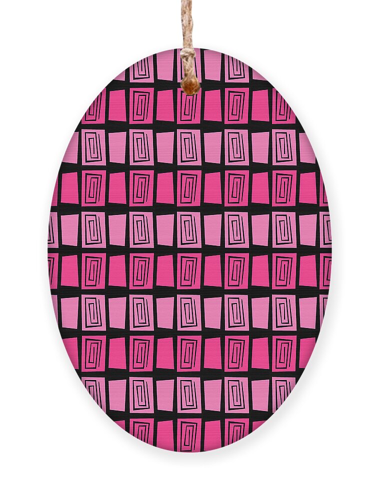 Pink Ornament featuring the digital art Mid Century Modern Maze by Donna Mibus