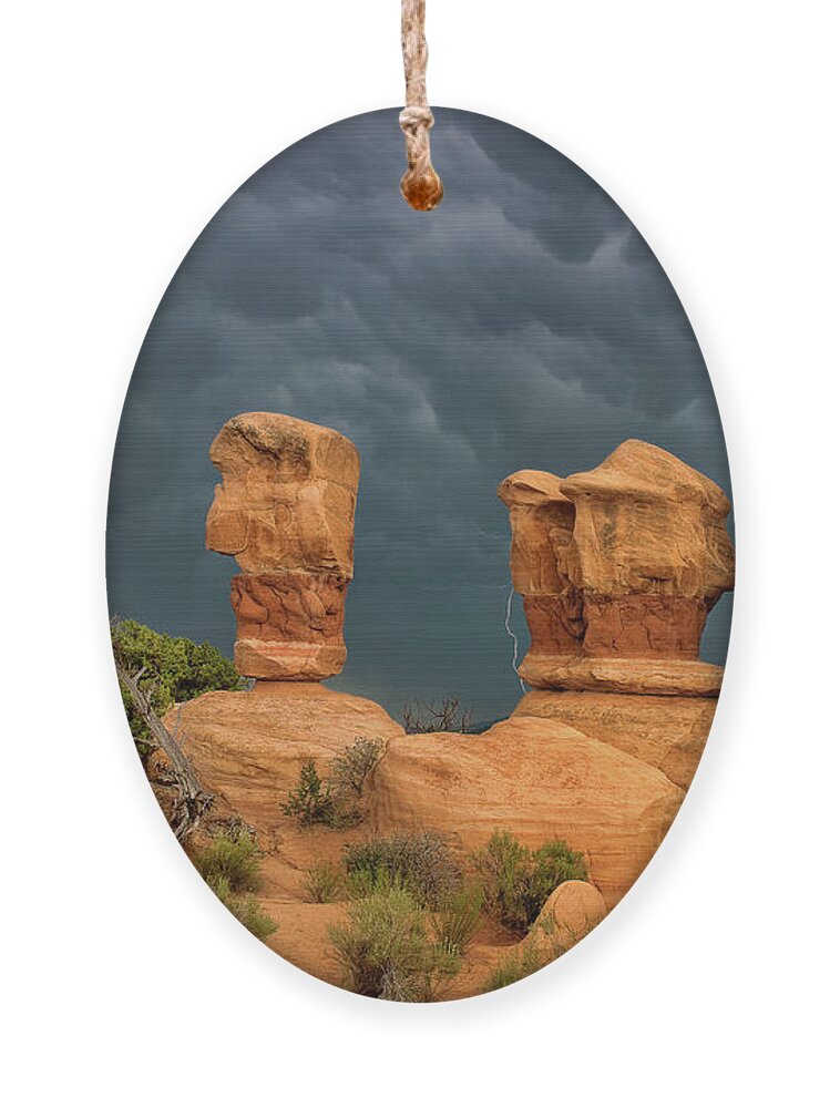 Dave Welling Ornament featuring the photograph Lightning Over Four Trolls Devils Garden Escalante Grand Staircase Utah by Dave Welling