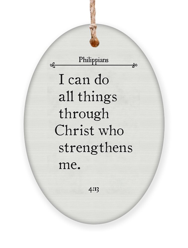 Philippians Ornament featuring the painting Philippians 4 13- Inspirational Quotes Wall Art Collection #4 by Mark Lawrence