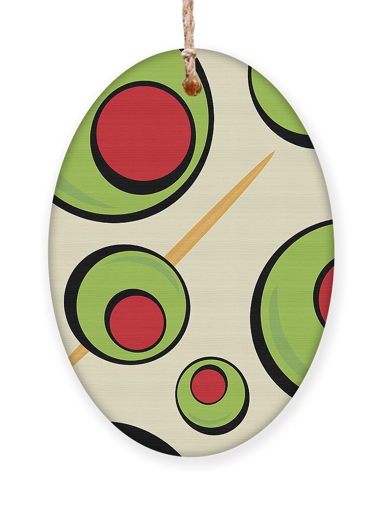 Salad Ornament featuring the digital art A Green Olives Pattern That Tiles by Arena Creative