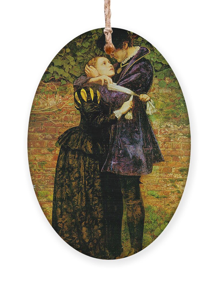 Pre-raphaelite Ornament featuring the painting A Huguenot on St. Bartholomew's Day by John Everett Millais