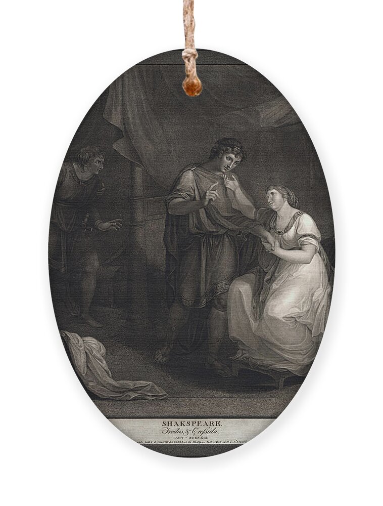 A Scene From Troilus And Cressid Ornament featuring the painting A Scene from Troilus and Cressid by Angelika Kauffmann and engraver Luigi Schiavonetti by Rolando Burbon