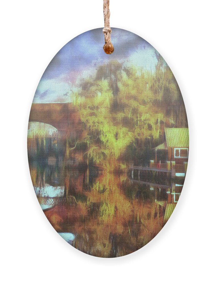 River Wey Ornament featuring the photograph A stop along the Wey by Leigh Kemp