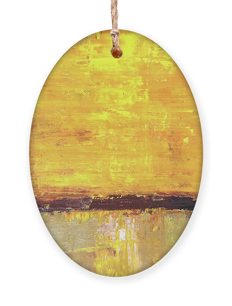 Large Gold Abstract Ornament featuring the painting A Warm Feeling by Nancy Merkle