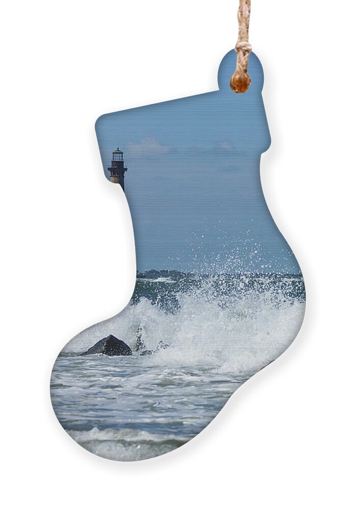 Morris Island Lighthouse Ornament featuring the photograph Action At Morris Island Lighthouse by Jennifer White