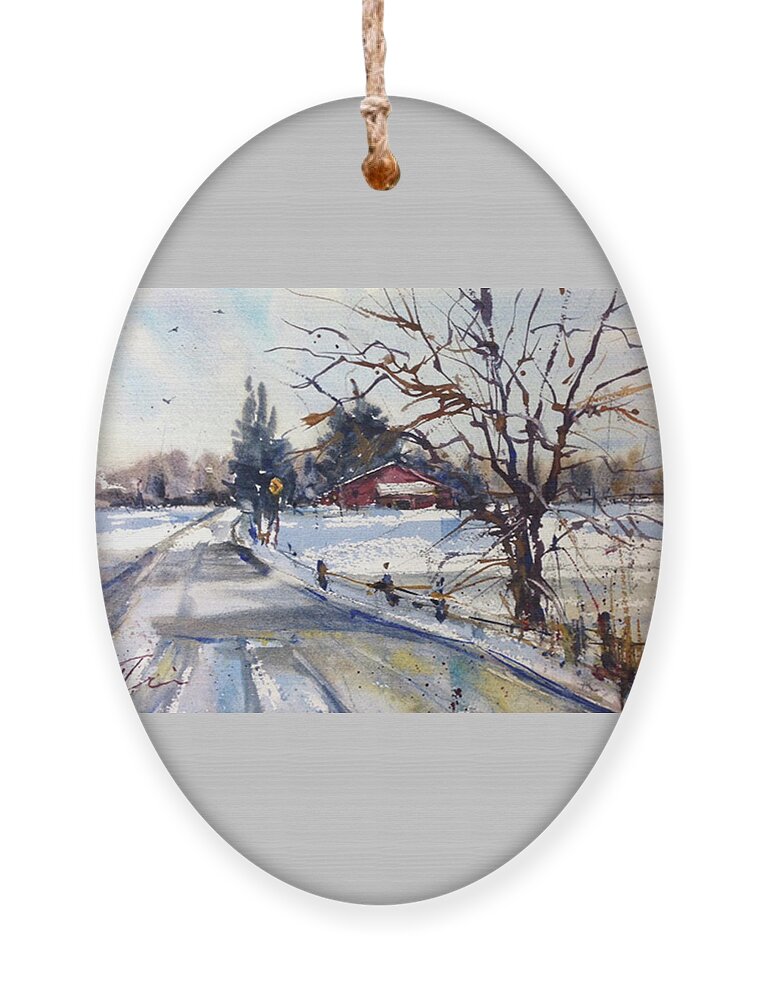 Winter Ornament featuring the painting After the Snowfall by Judith Levins