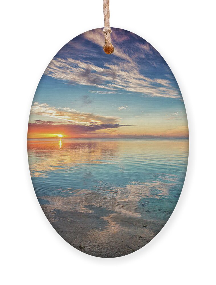 Aitutaki Ornament featuring the photograph Aitutaki Sundown by Becqi Sherman