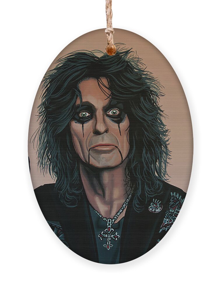 Alice Cooper Ornament featuring the painting Alice Cooper Painting 2 by Paul Meijering