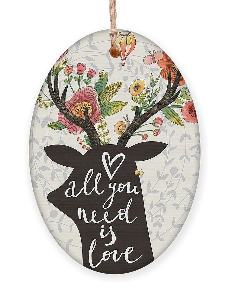 Gift Ornament featuring the digital art All You Need Is Love Incredible Deer by Smilewithjul