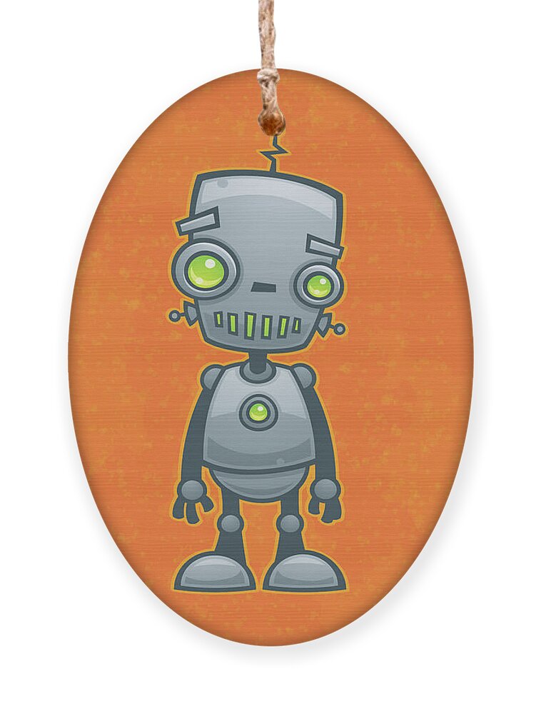 Robot Ornament featuring the digital art Happy Robot by John Schwegel