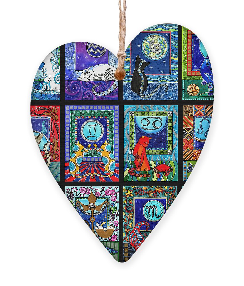 Astrology Ornament featuring the painting Astrology Cat Zodiacs by Dora Hathazi Mendes