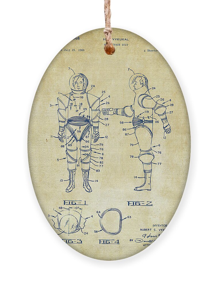 Space Suit Ornament featuring the digital art Astronaut Space Suit Patent 1968 - Vintage by Nikki Marie Smith