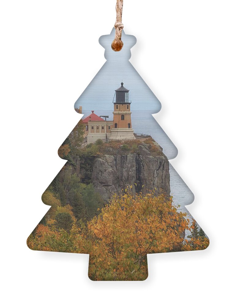 Lighthouse Ornament featuring the photograph Autumn at Split Rock Lighthouse by Susan Rissi Tregoning