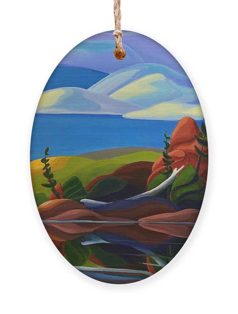 Canadian Ornament featuring the painting Autumn Island by Barbel Smith