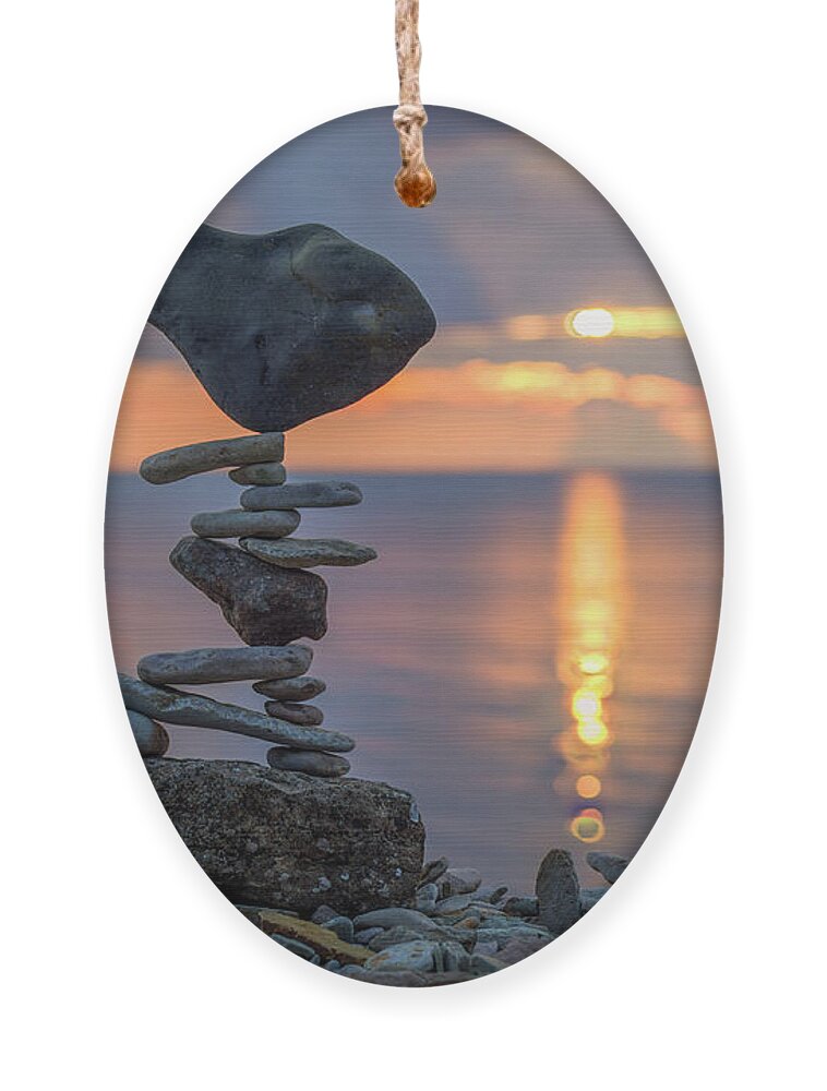 Meditation Zen Yoga Mindfulness Stones Nature Land Art Balancing Sweden Ornament featuring the sculpture Balancing art #36 by Pontus Jansson