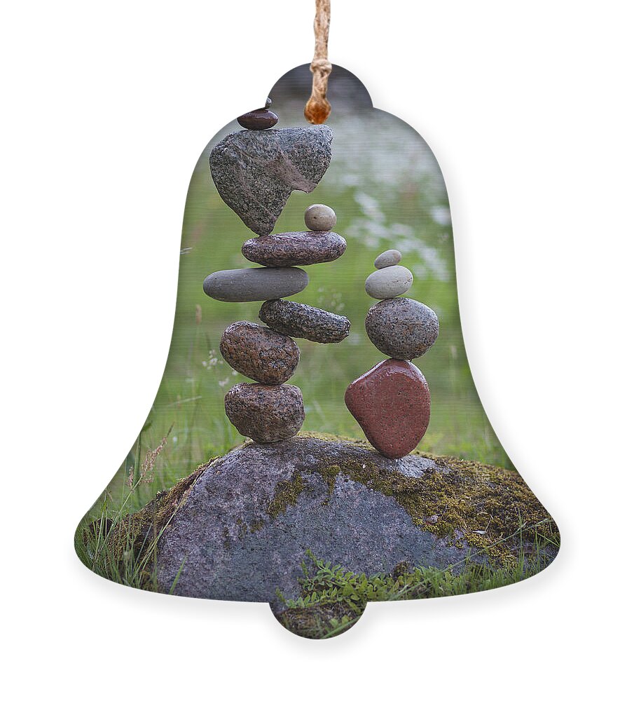 Meditation Zen Yoga Mindfulness Stones Nature Land Art Balancing Sweden Ornament featuring the sculpture Balancing art #45 by Pontus Jansson