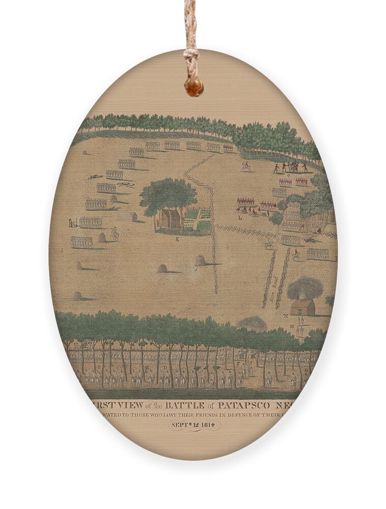 War Of 1812 Ornament featuring the painting Battle of Patapsco Neck by Andrew Dulac