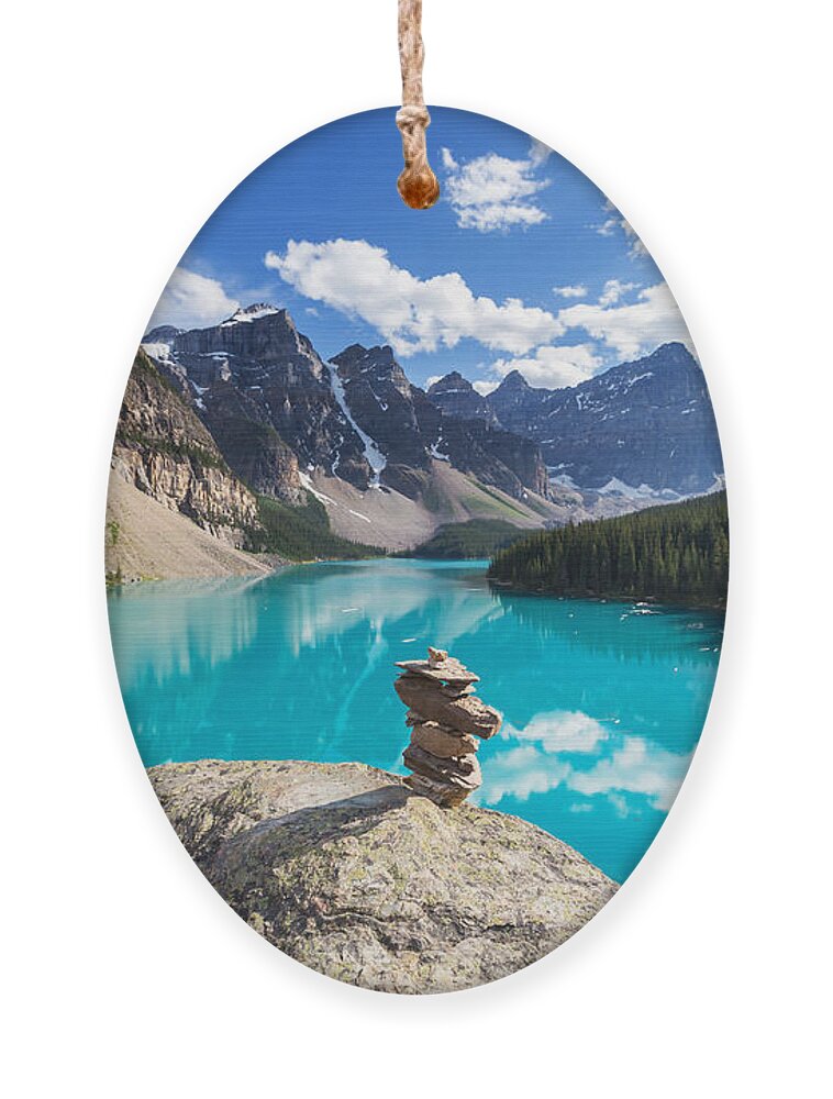 Canadian Ornament featuring the photograph Beautiful Moraine Lake In Banff by Galyna Andrushko