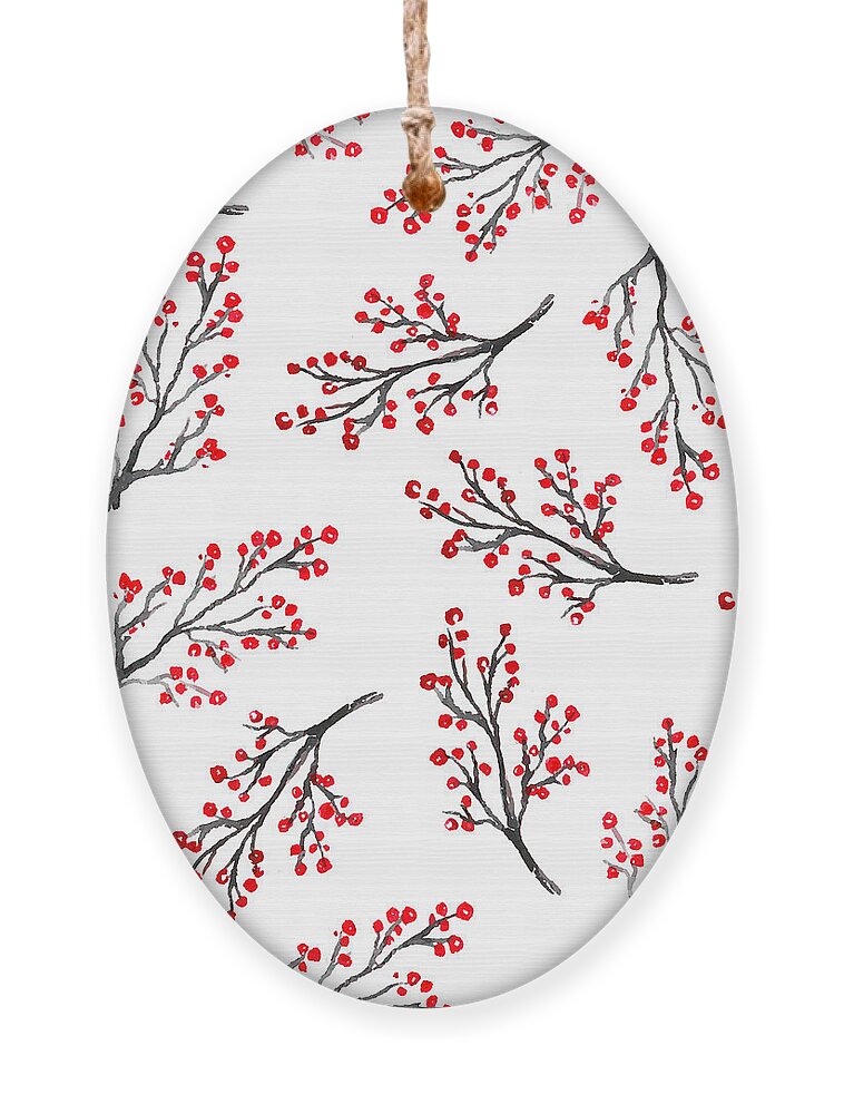 Berry Ornament featuring the digital art Beautiful Seamless Pattern by Sibiranna