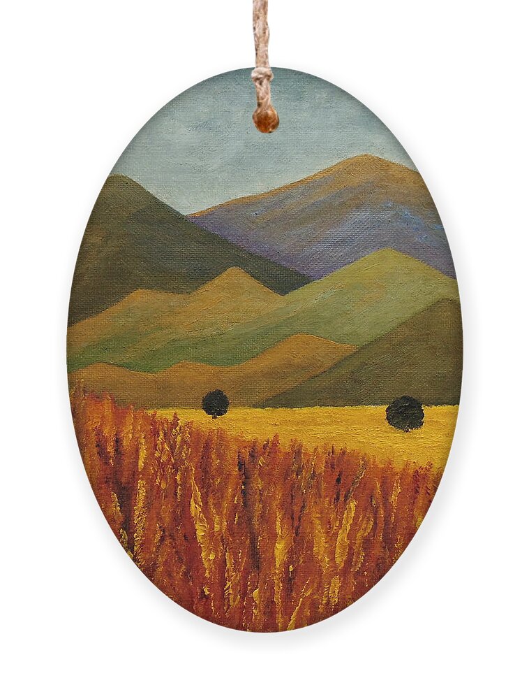 Wheat Ornament featuring the painting Before The Harvest by Angeles M Pomata