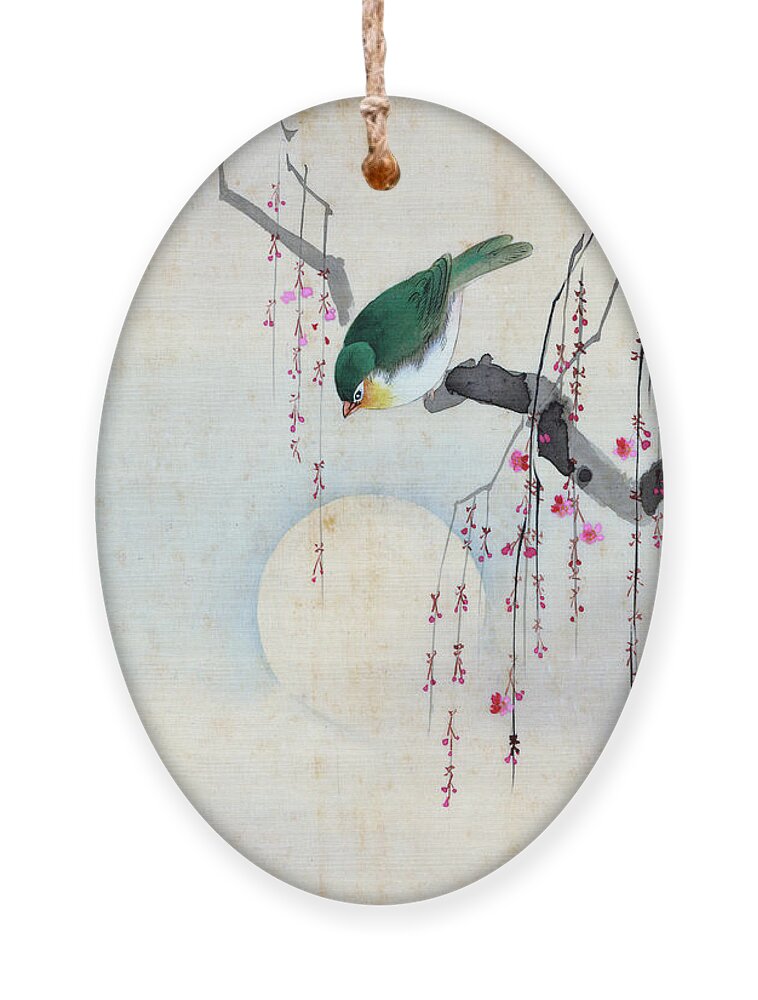 Hotei Ornament featuring the painting Bird and Moon by Hotei