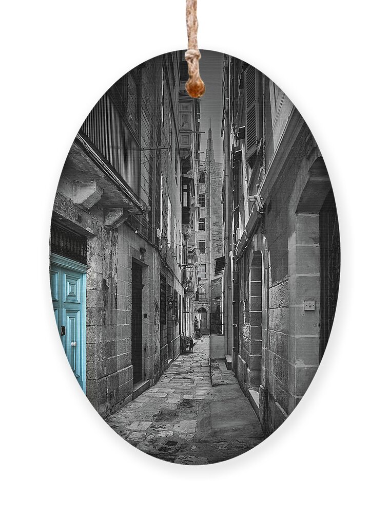 Valletta Ornament featuring the photograph Blue Door by Nigel R Bell
