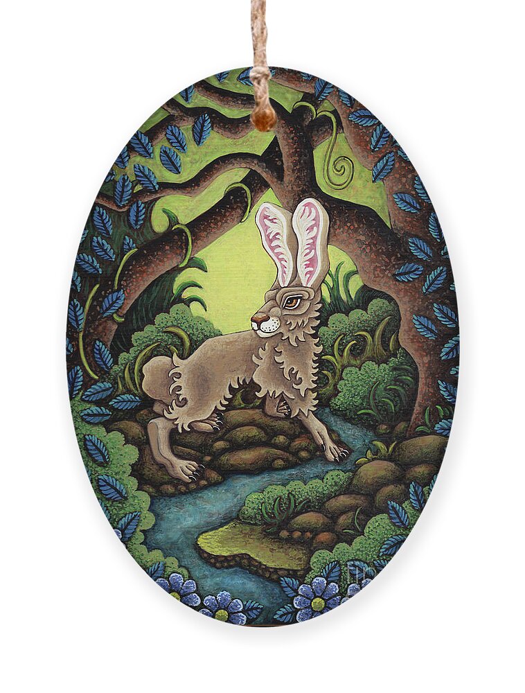 Hare Ornament featuring the painting Blue Hare Lagoon by Amy E Fraser