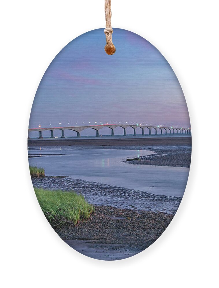 Pei Ornament featuring the photograph Lighting It Up At Confederation Bridge by Marcy Wielfaert