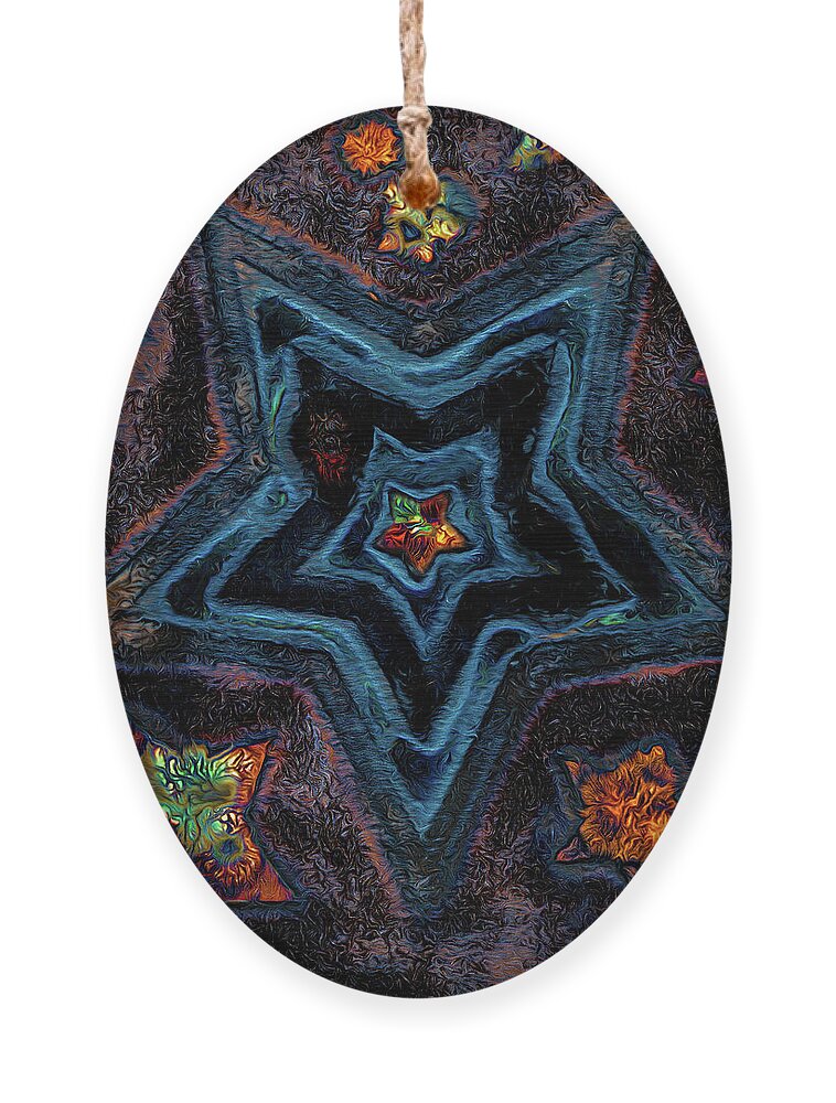 Abstract Ornament featuring the ceramic art Bluestar Ceramic Tile Reproduction by Roslyn Wilkins