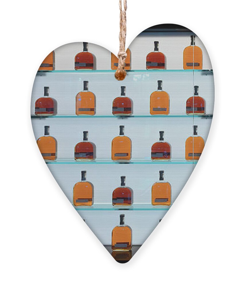 Woodford Reserve Ornament featuring the photograph Bourbon Bottles by Susan Rissi Tregoning