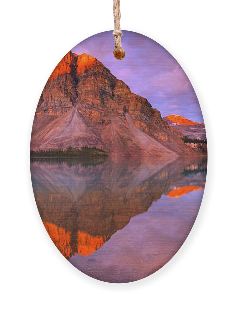 Bow Lake Ornament featuring the photograph Bow Lake Summer Sunrise Reflections by Adam Jewell