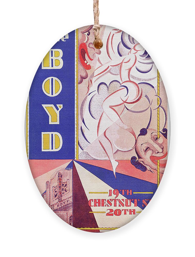 Boyd Theatre Ornament featuring the mixed media Boyd Theatre Playbill Cover by Lau Art