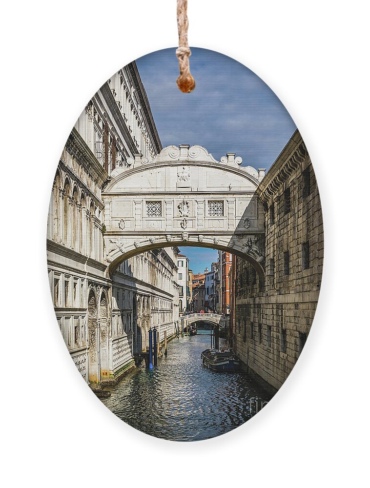 Bridge Ornament featuring the photograph Bridge of Sighs, Venezia, Italy by Lyl Dil Creations