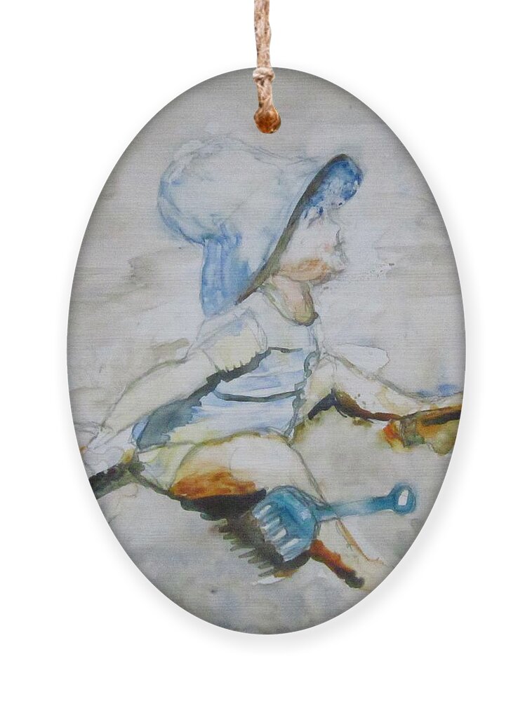 Painting Ornament featuring the painting Brielle on the Beach by Paula Pagliughi