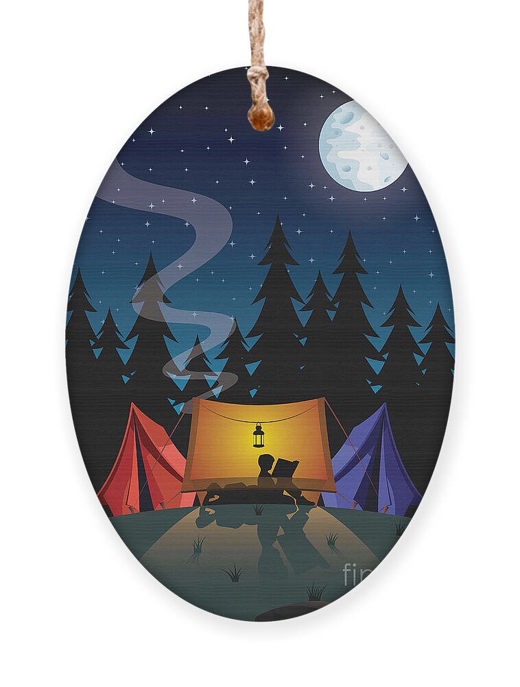 Illustrations Ornament featuring the digital art Camping by Nikola Knezevic
