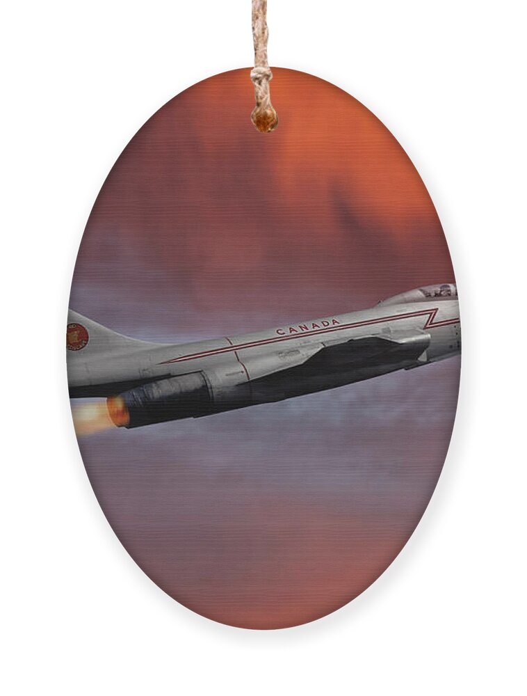 Canadian Armed Forces Ornament featuring the mixed media Canadian Supersonic Sunset by Erik Simonsen