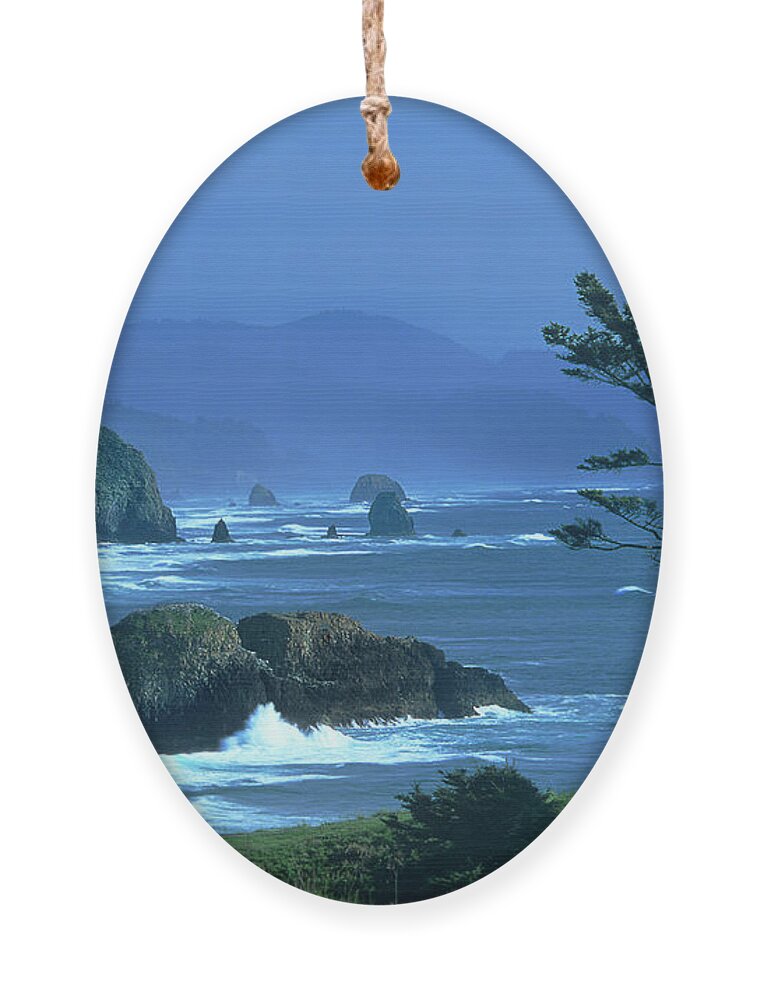 Dave Weling Ornament featuring the photograph Cannon Beach And Haystack Rock Ecola State Beach Oregon by Dave Welling
