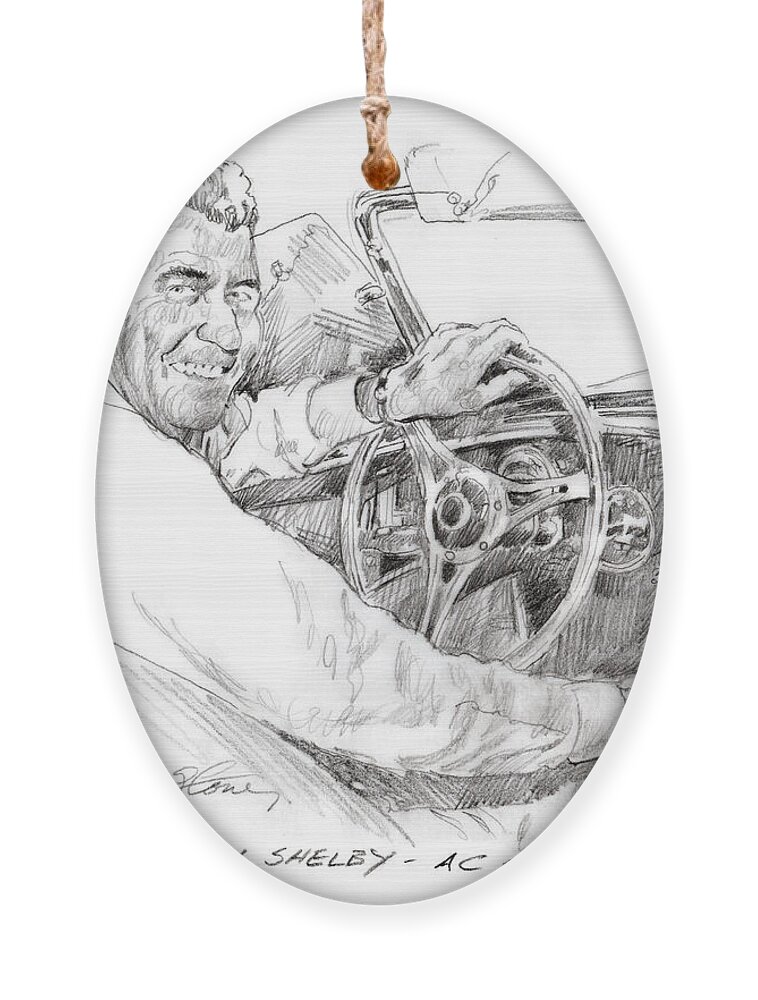 Carrol Shelby Ornament featuring the painting Carroll Shelby, Ac Cobra by David Lloyd Glover