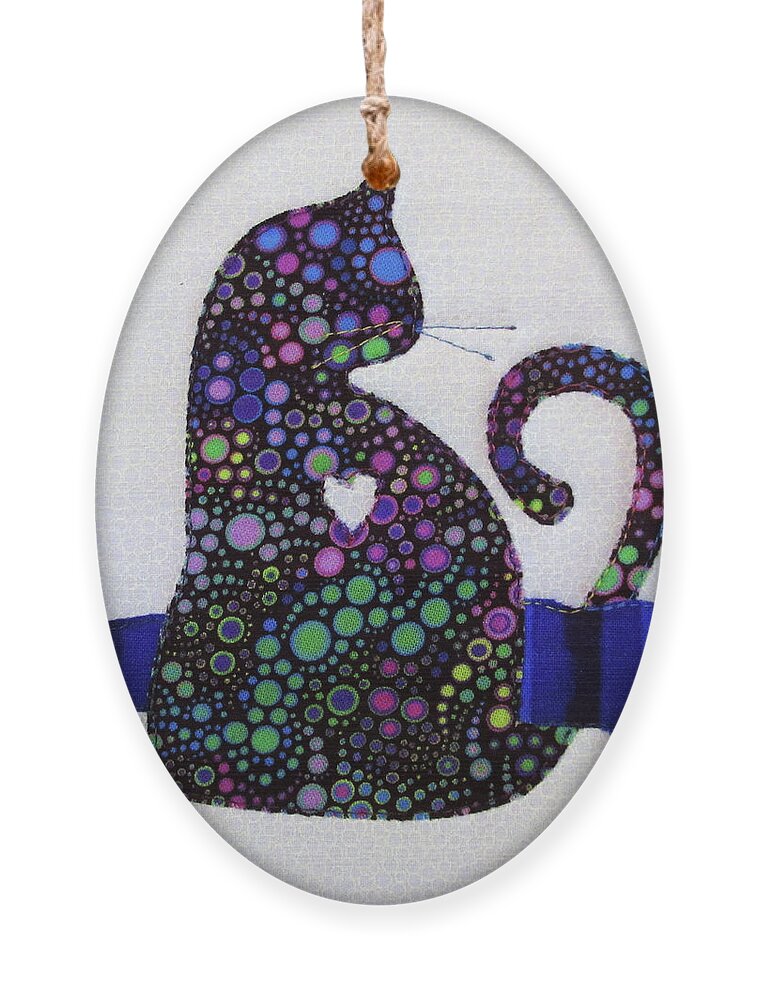 Cat Ornament featuring the tapestry - textile Cat Love Profile by Pam Geisel