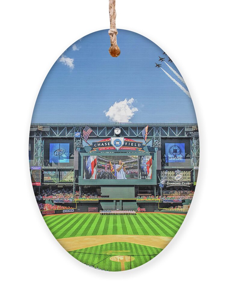 Chase Field Ornament featuring the painting Chase Field Arizona Diamondbacks Baseball Ballpark Stadium by Christopher Arndt
