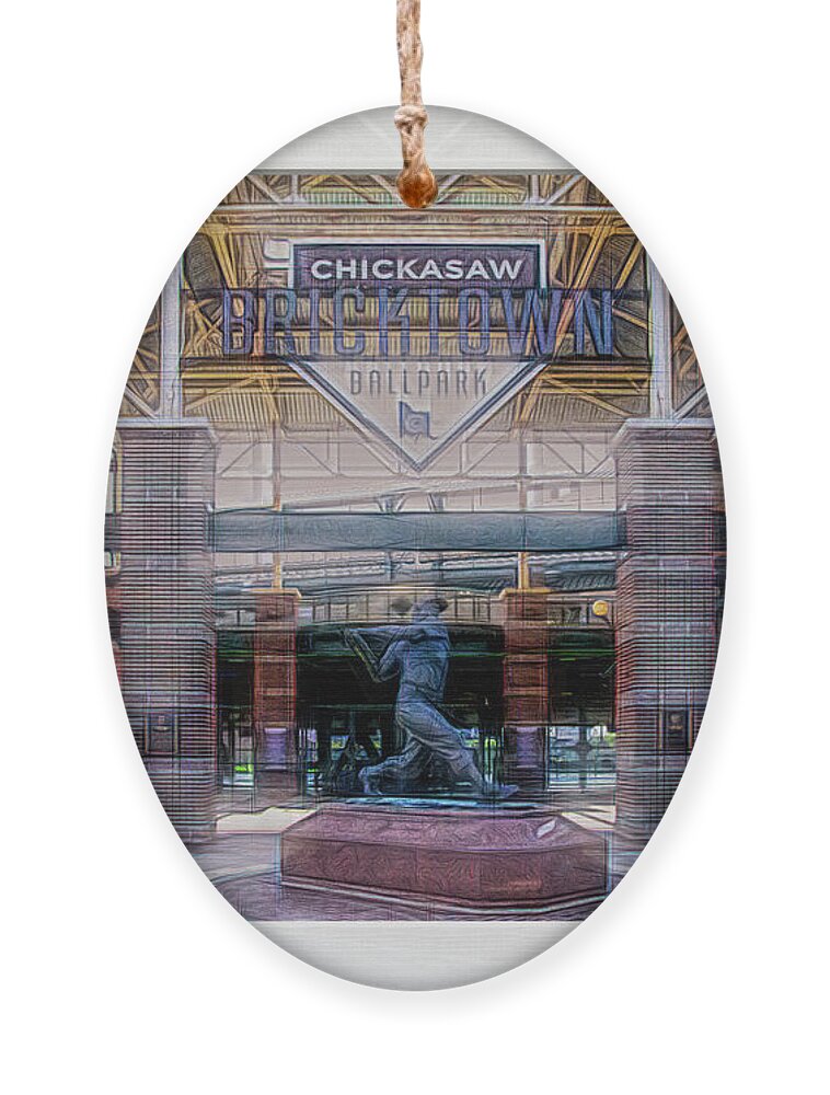 Dodgers Ornament featuring the photograph Chickasaw Ballpark - Bricktown - O K C by Debra Martz