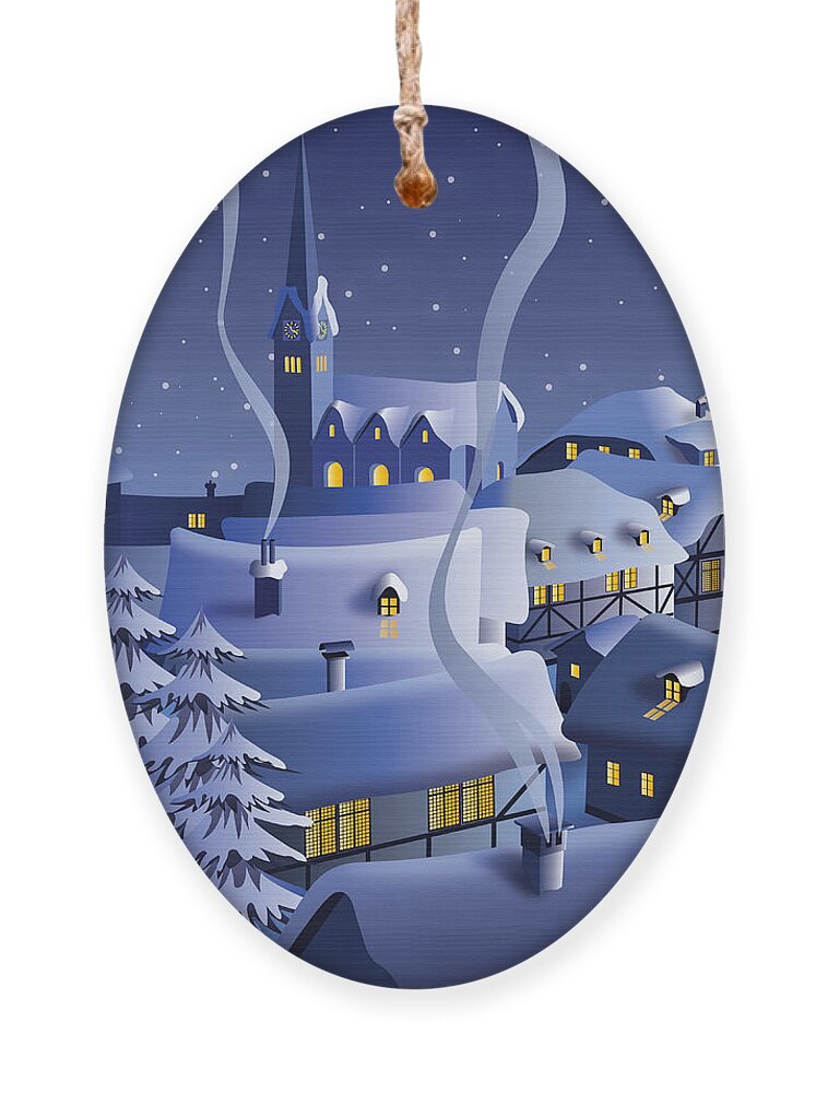 Door Ornament featuring the digital art Christmas Night by Nikola Knezevic
