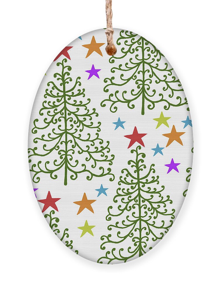 Christmas Ornament featuring the mixed media Christmas Tree Star Pattern by Nicholas Biscardi