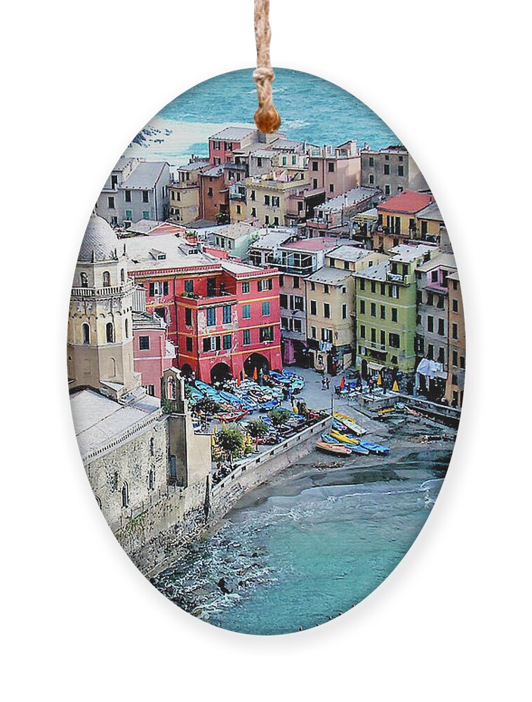 Italy Ornament featuring the photograph Cinque Terre, Italy by Leslie Struxness