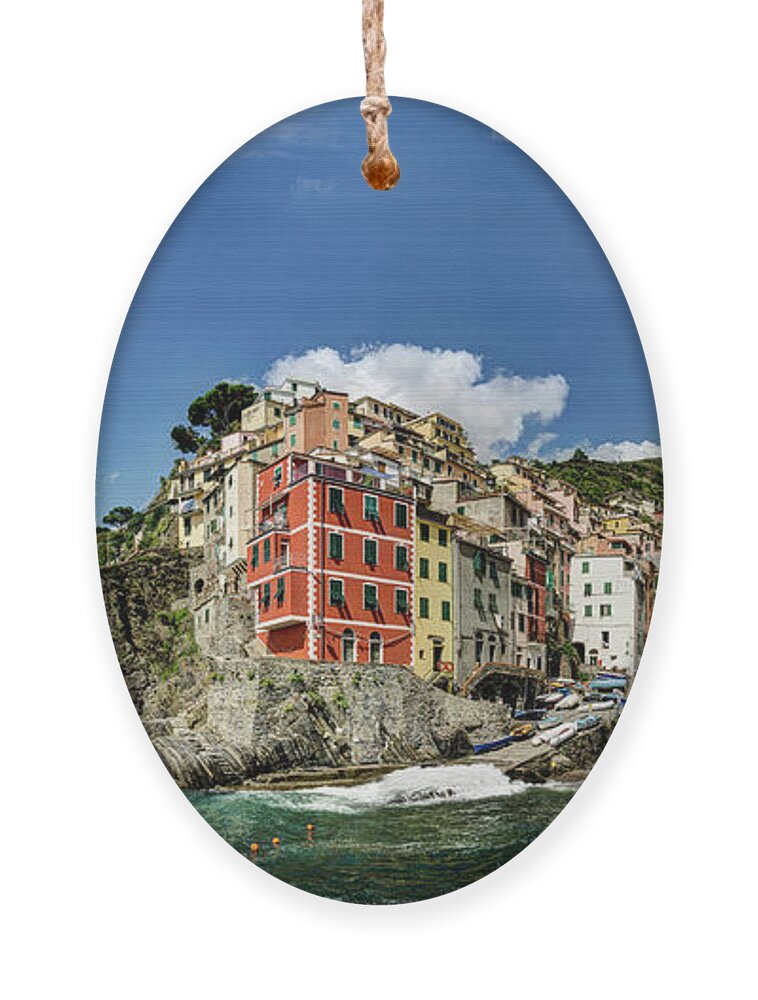 Riomaggiore Ornament featuring the photograph Cinque Terre - View of Riomaggiore by Weston Westmoreland