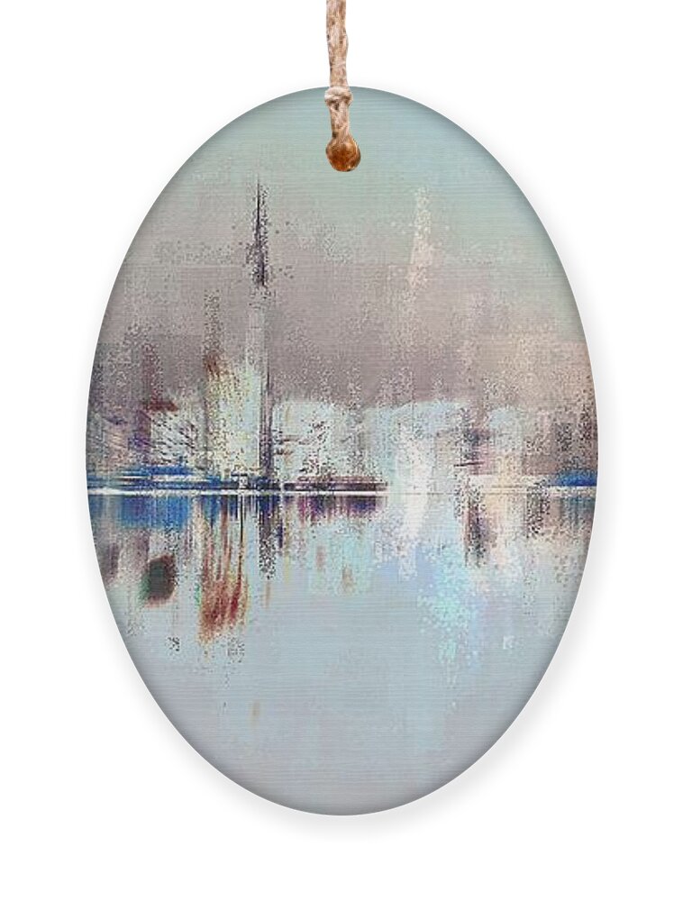 Cityscape Ornament featuring the digital art City of Pastels by David Manlove
