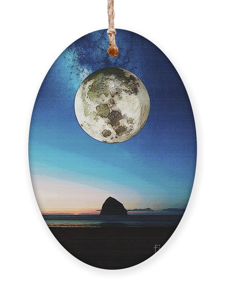 Moon Ornament featuring the digital art Coastal Moon by Phil Perkins