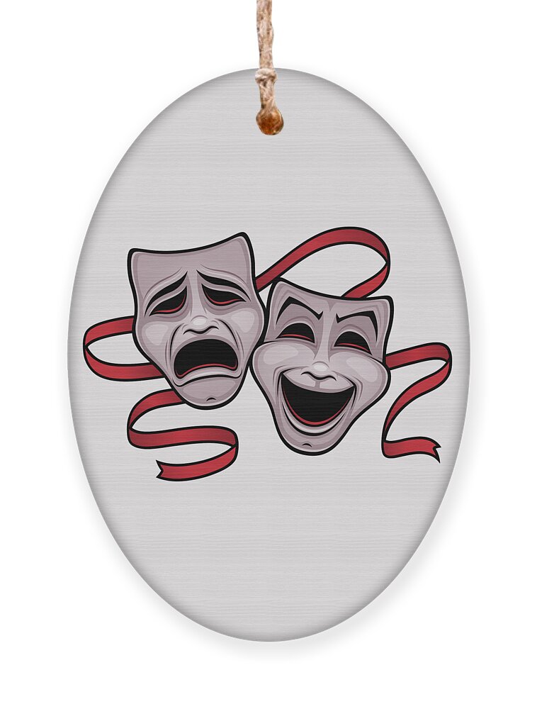 Acting Ornament featuring the digital art Comedy And Tragedy Theater Masks by John Schwegel