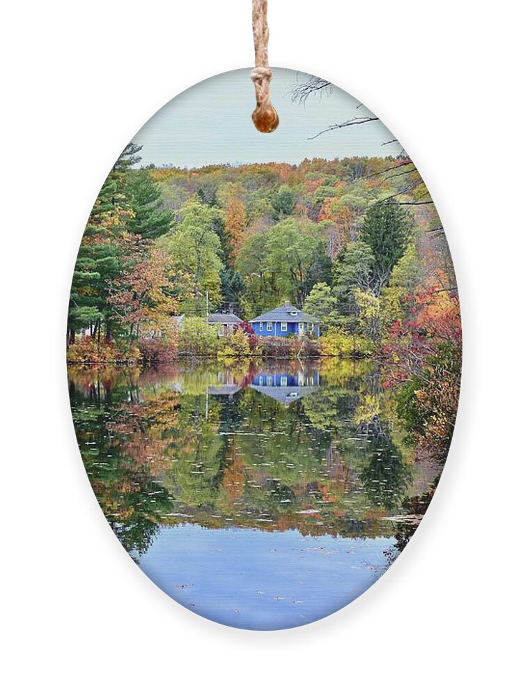 Cook's Pond Ornament featuring the photograph Cook's Pond in Autumn by Monika Salvan
